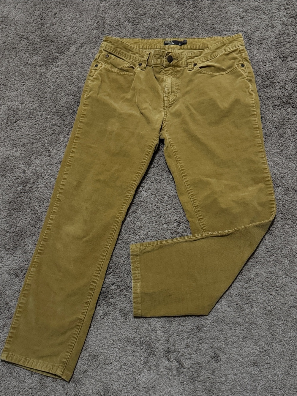 Prana Trinity Corduroy Pants-Organic Cotton blend-Sz 10-Okra Tan Color-Ankle-EUC